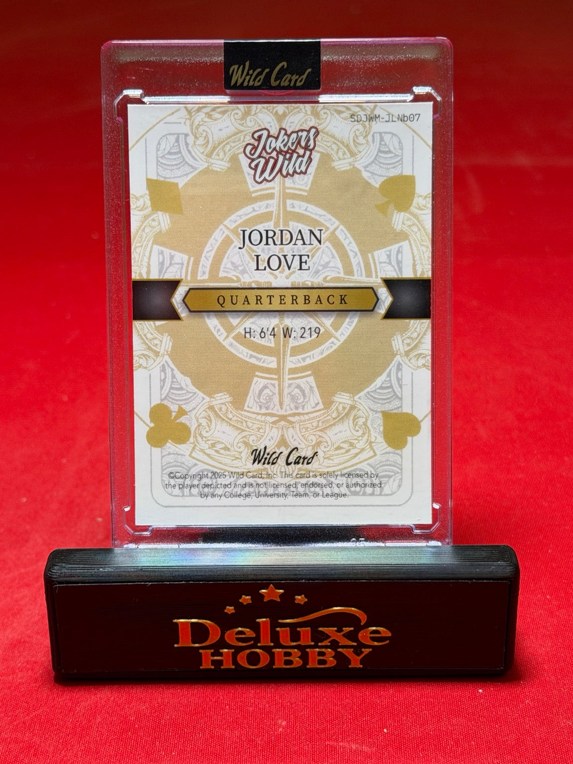 Jordan Love Jokers Wild 1/1 actual back photo
