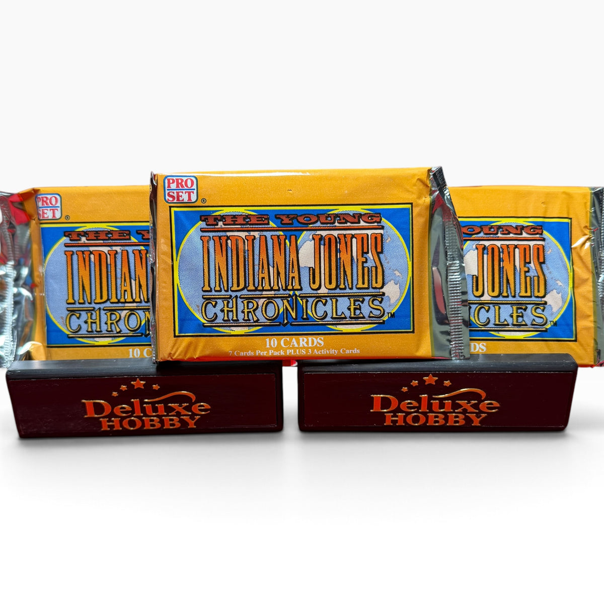 Three sealed 1992 Pro Set Young Indiana Jones Chronicles trading card packs