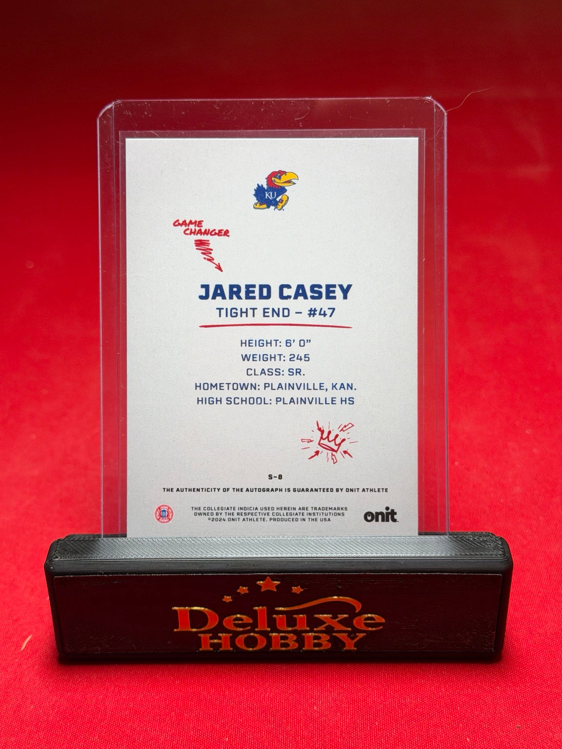 Jared Casey 2024 ONIT autograph 72/100 back