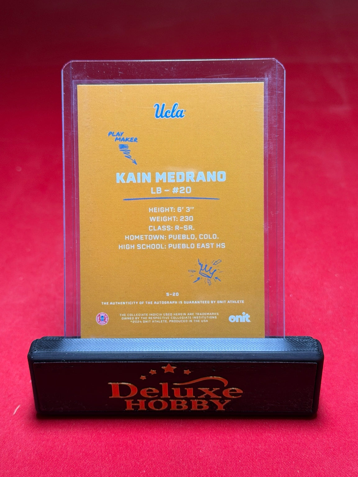 Kain Medrano 2024 ONIT autograph 22/150 back