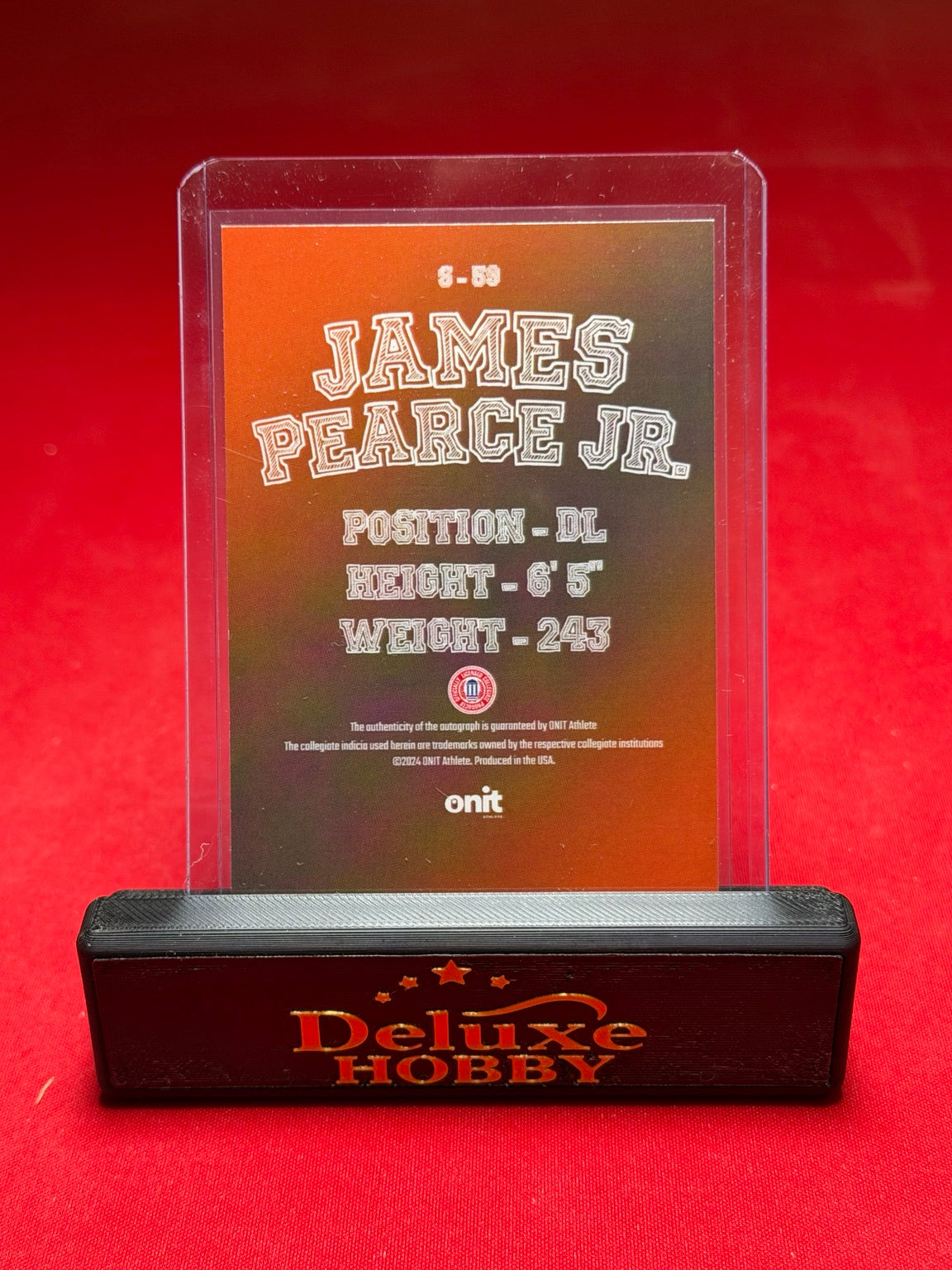 James Pearce Jr. 2024 ONIT autograph 191/400 back