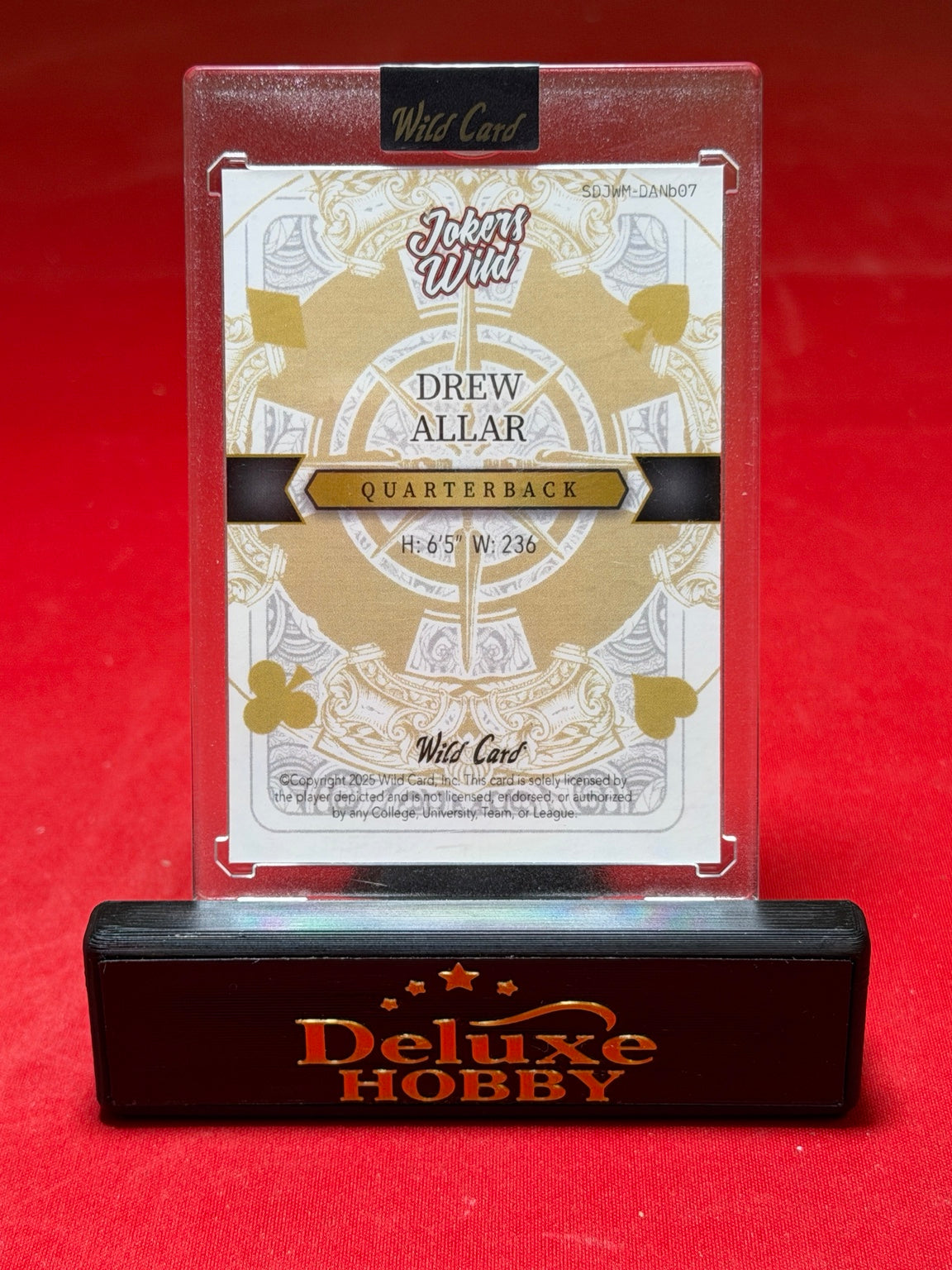 Drew Allar Jokers Wild 1/1 actual back photo